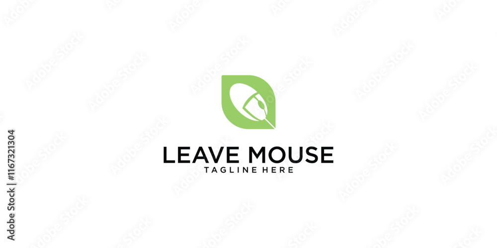 Combine mouse and leave logo design with unique concept premium vector Combine mouse and leave logo design with unique concept premium vector