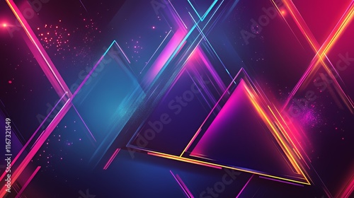 Abstract Neon Triangles Vibrant Lines Glowing Design