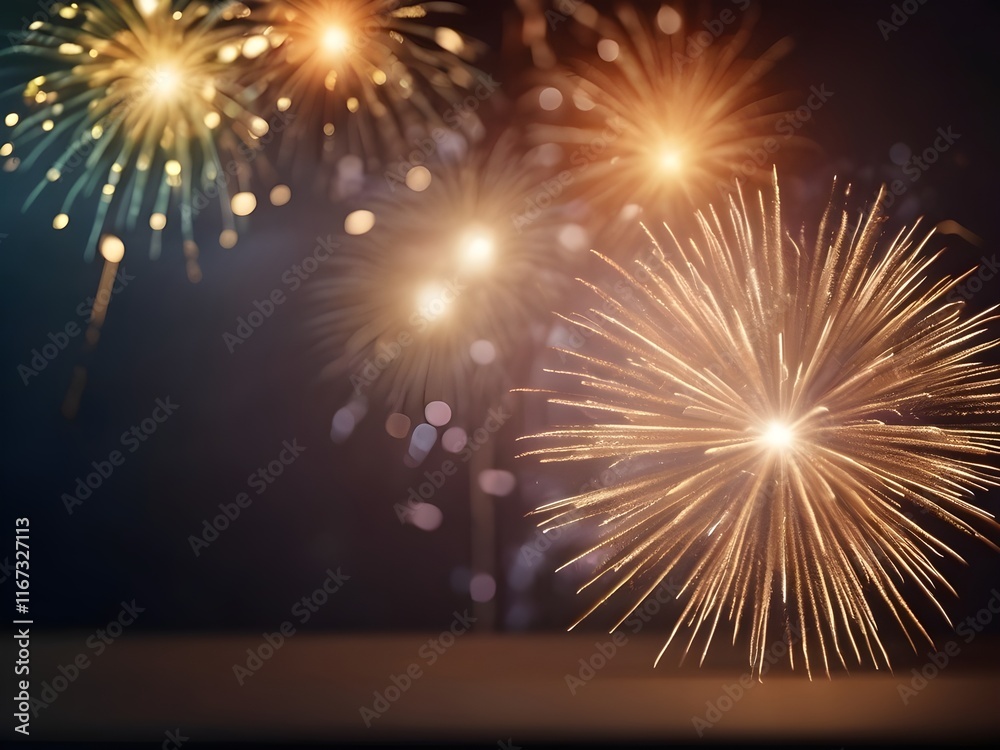Fototapeta premium fireworks in the night sky for new year celebration