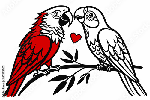 Valentine Heart Hugger: Elegant Vector Line Art in White