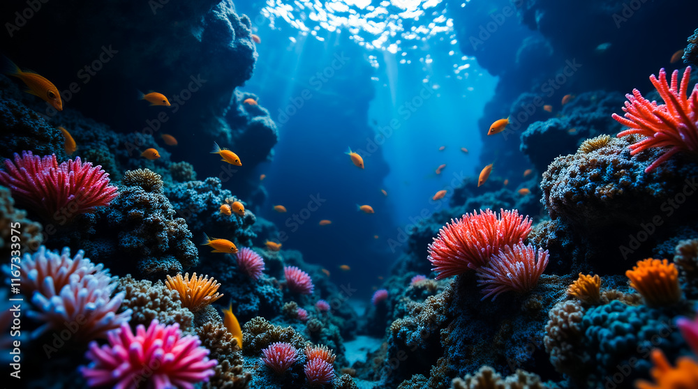 Obraz premium Underwater world with Sun Rays