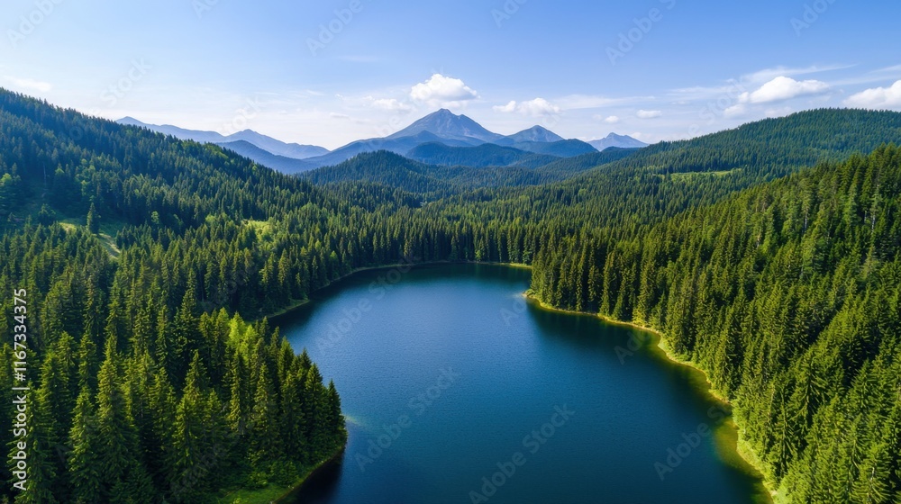 A serene landscape featuring a tranquil lake surrounded by lush forests and majestic mountains under a clear blue sky. A serene landscape featuring a tranquil lake surrounded by lush forests and majestic mountains under a clear blue sky.