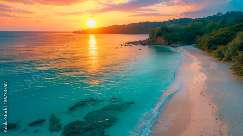 Tropical Paradise Escape. Summer vacation and tropical beach background concept