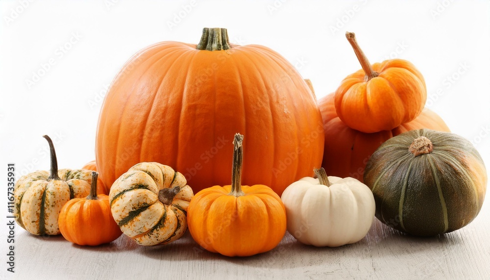 assortiment of pumpkins on white assortiment of pumpkins on white