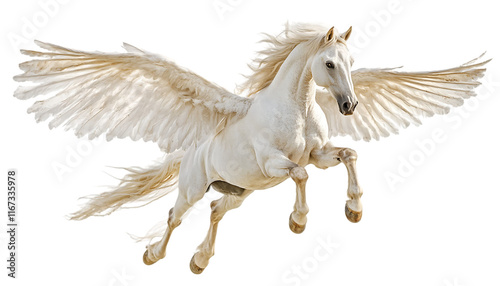 A mythical winged horse soaring through the air, embodying fantasy and freedom.