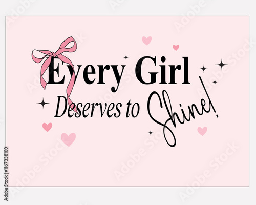 bow and pretty girl power  slogan design vector art