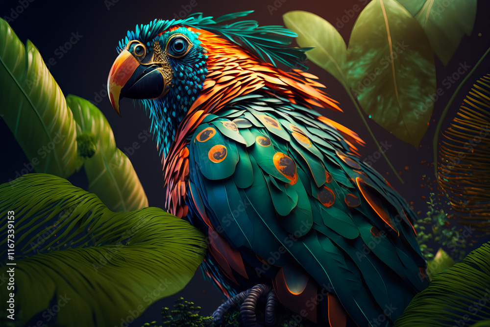 Fototapeta premium Portrait of a Surreal Tropical Bird