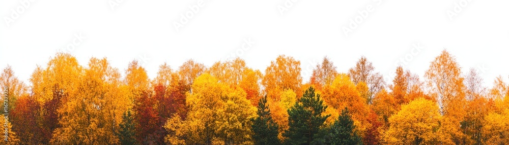 Colorful autumn trees with vibrant leaves against a white isolate background. Colorful autumn trees with vibrant leaves against a white isolate background.