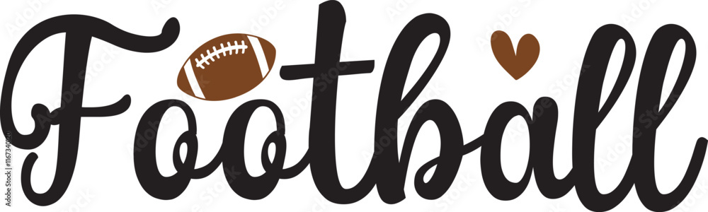 Football typography clip art design on plain white transparent isolated background for card, shirt, hoodie, sweatshirt, apparel, card, tag, mug, icon, poster or badge