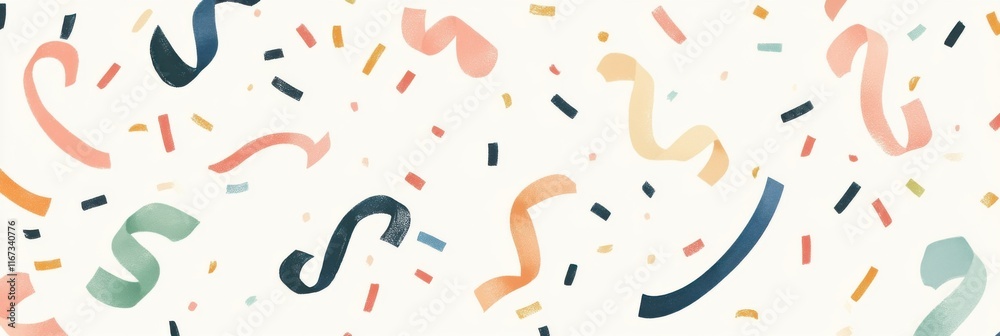 Festive new year's eve celebration with illustrated streamers and confetti Festive new year's eve celebration with illustrated streamers and confetti