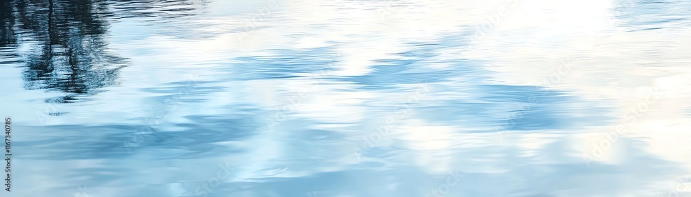 Sky reflection on calm water surface, creating a tranquil natural scene. Sky reflection on calm water surface, creating a tranquil natural scene.
