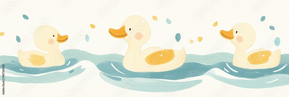 Obraz premium Gentle ducks swimming in soft pastel waters for a springtime design