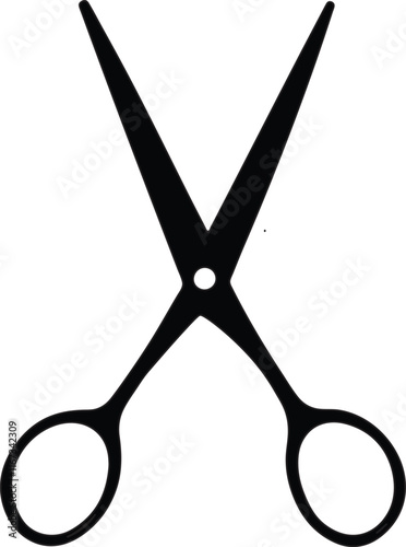 Art & IllustScissors icon. Simple silhouette of open scissors. Scissors logo icon. Stock vector illustration isolated on a white background.ration
