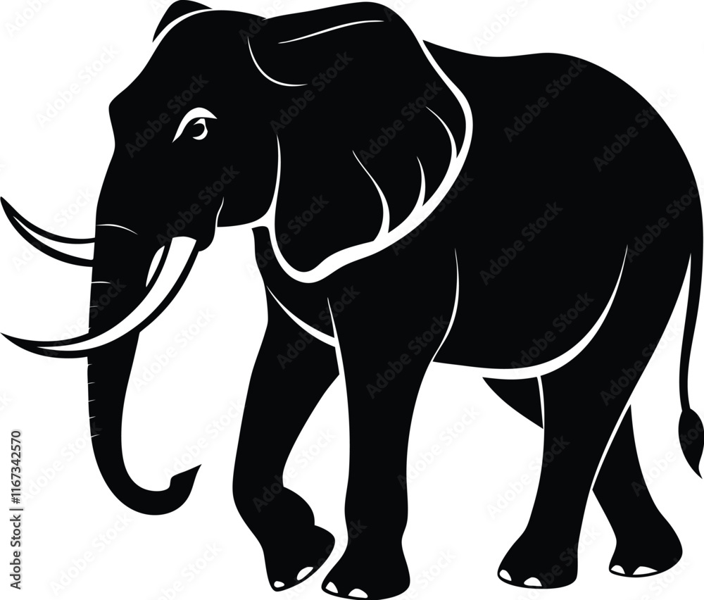 Obraz premium silhouette of elephant vector illustration on white background