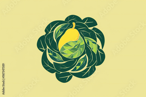 Hand-Drawn Watercolor Illustration of Green Grapefruit with Leaves and Branch, Fresh Citrus Fruit and Botanical Art