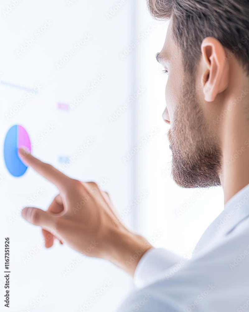 A professional meeting visual data representation. smiling executive pointing to data presentation. A professional meeting visual data representation. smiling executive pointing to data presentation.