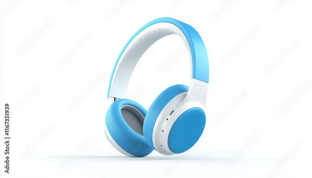 Modern Music Headphones: Sleek Design, Realistic Sound, Blue Element On White Plastic For An Enhanced Audio Experience. Modern Music Headphones: Sleek Design, Realistic Sound, Blue Element On White Plastic For An Enhanced Audio Experience.