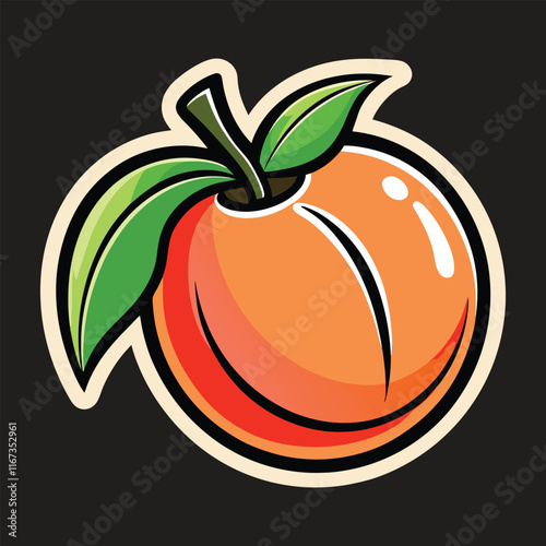 Peach sticker vector illustration