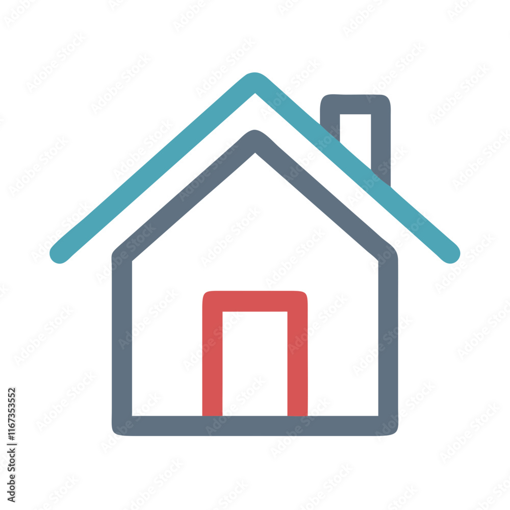 House icon design featuring a colorful outline House icon design featuring a colorful outline