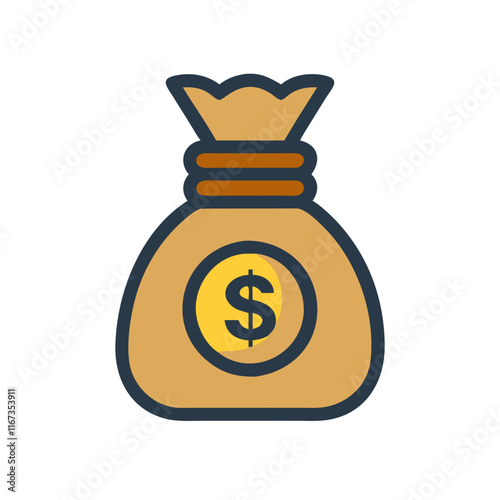 Money bag icon on white background
