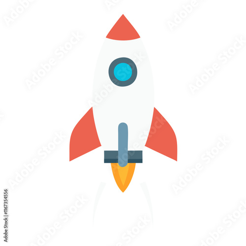 Rocket icon launching against a white background