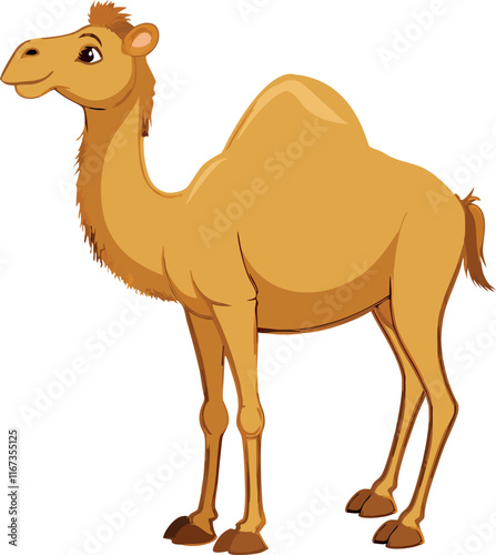 Cartoon dromedary camel standing and looking up