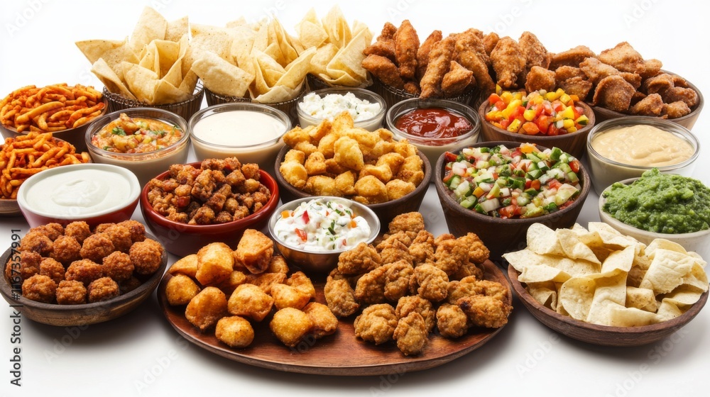 Colorful Appetizers Displayed on White Background Colorful Appetizers Displayed on White Background