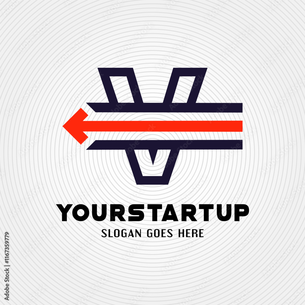 Fototapeta premium Horizontal arrow logo. Horizontal dash logo