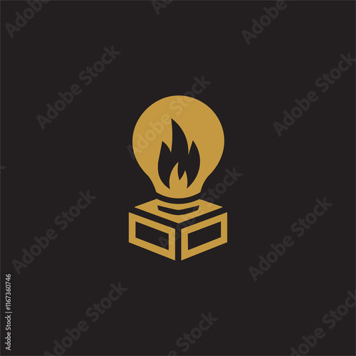 Creative Bulb with fire logo design vector  