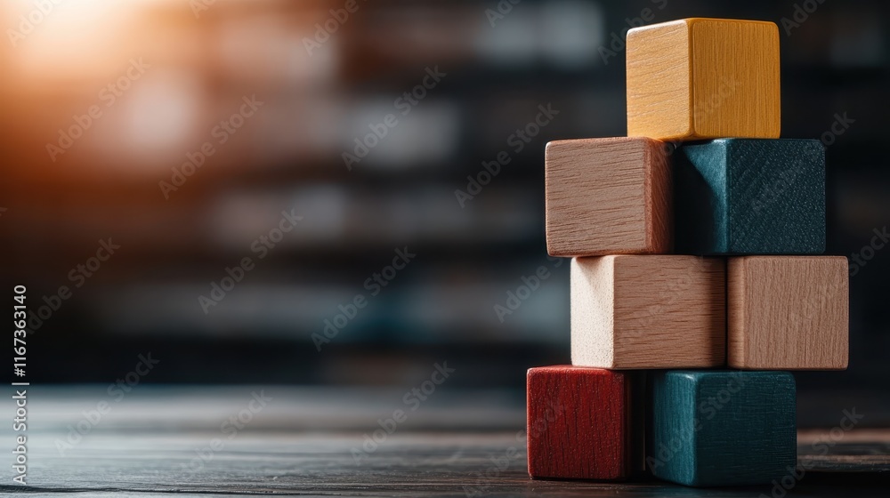 An artistic interpretation of stacked colorful blocks set against a blurred backdrop, symbolizing creativity, focus, and the ideal environment for imaginative play. An artistic interpretation of stacked colorful blocks set against a blurred backdrop, symbolizing creativity, focus, and the ideal environment for imaginative play.