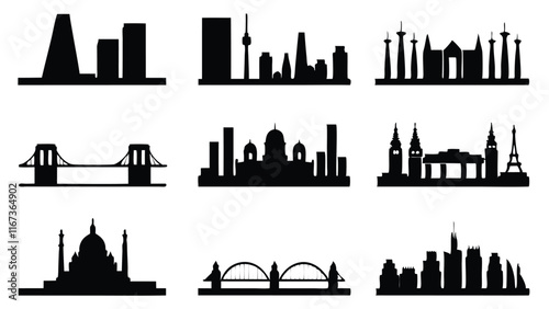 Urban Skyline Silhouette Vector Art Collection
