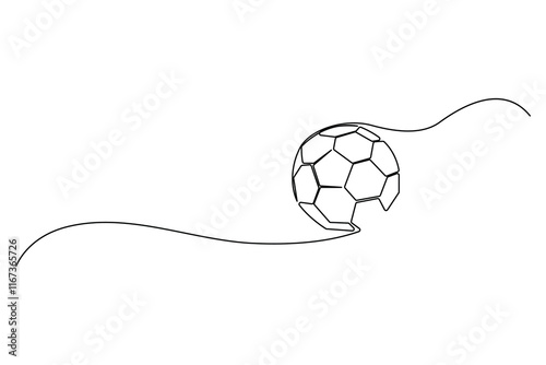 Single continuous line art football drawing of isolated outline Vector Illustration
