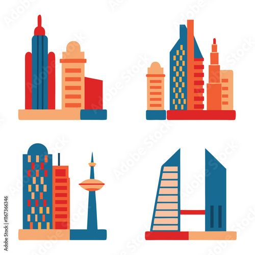 Colorful Modern Cityscape Vector Art Designs