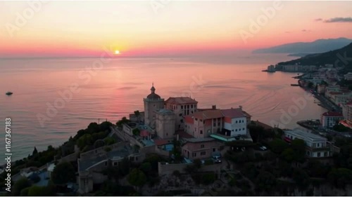 sunset over the castle