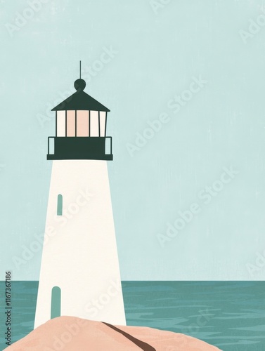 Vintage lighthouse illustration for nautical design and home decor inspiration