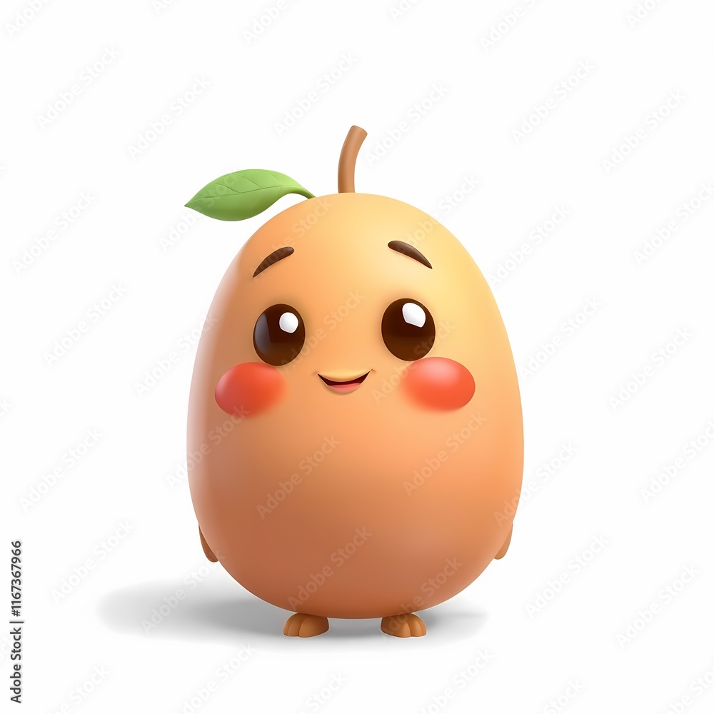 Smiling Mango Character: A cute and adorable 3D mango character with a big smile and blushing cheeks, perfect for branding, social media, and children's products. Smiling Mango Character: A cute and adorable 3D mango character with a big smile and blushing cheeks, perfect for branding, social media, and children's products.