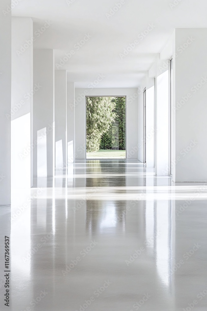 Newly constructed home interior with clean white primed walls and no furniture showcasing the raw space. Newly constructed home interior with clean white primed walls and no furniture showcasing the raw space.