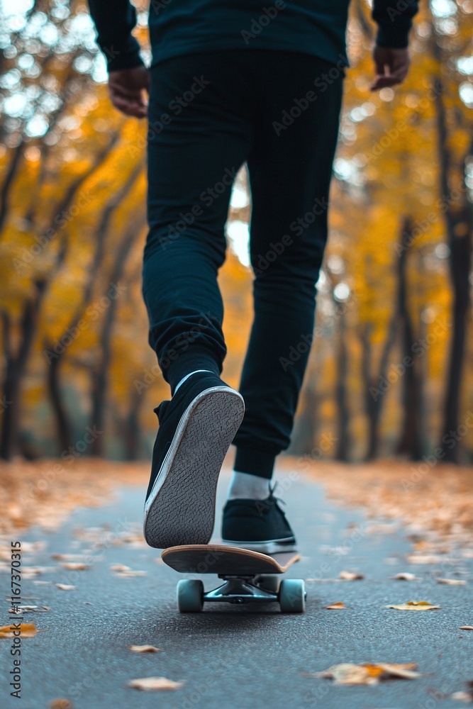 Person casually practicing skateboarding outside forgetting about work tasks. Person casually practicing skateboarding outside forgetting about work tasks.