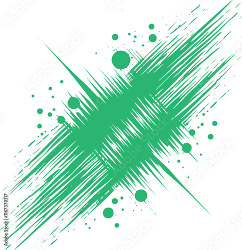 Green Abstract Diagonal Brush Strokes with Splatter Effect