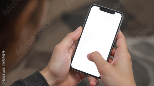 Businessman Using Smartphone White Screen