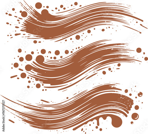 Abstract Brown Brush Strokes with Splatter Effect in Digital Art Style