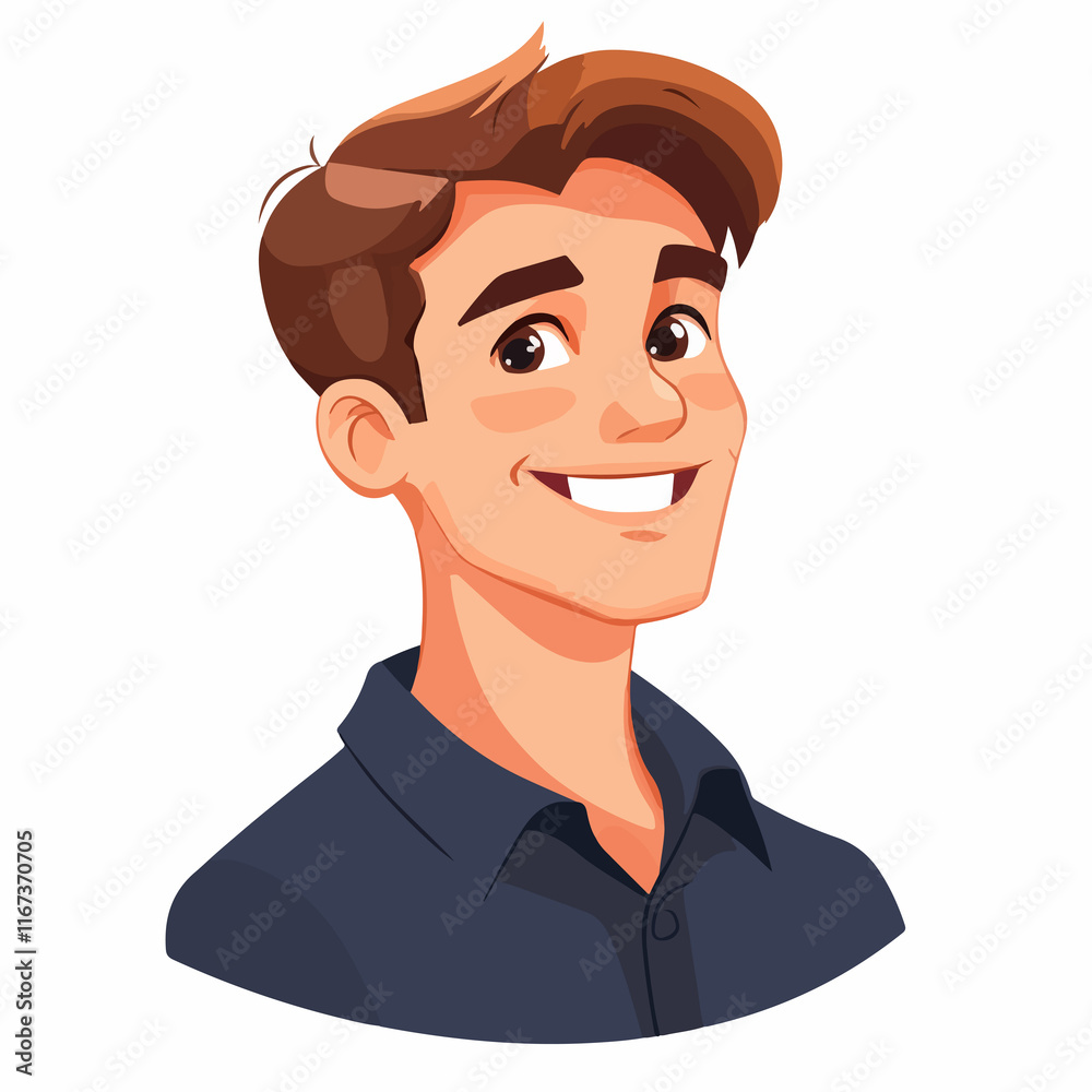 Cheerful young man cartoon profile vector illustration for social media use Cheerful young man cartoon profile vector illustration for social media use