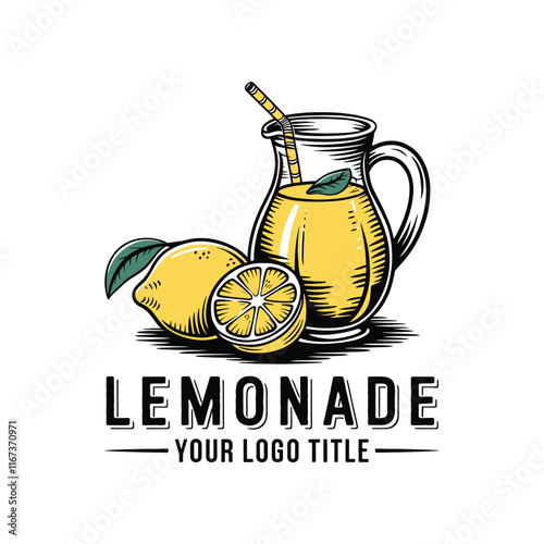 A vector illustration of a hand-drawn lemonade vintage style logo design