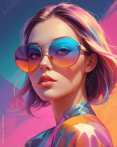 Cyberpunk-inspired model with glowing accessories
