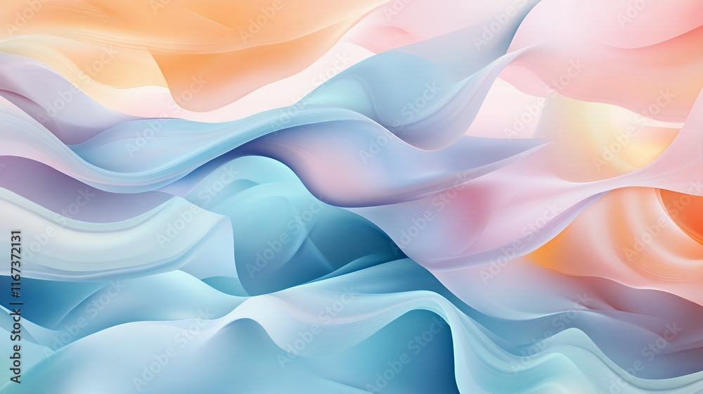 Fototapeta premium Abstract Pastel Waves Flowing Seamlessly Together