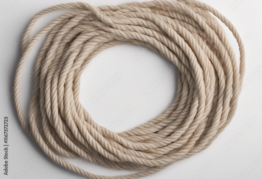 String rope isolated on white background texture top view String rope isolated on white background texture top view