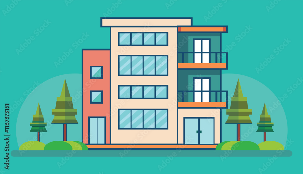 Modern Apartment Building Illustration Modern Apartment Building Illustration