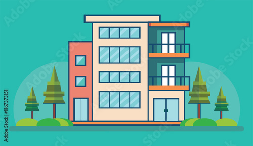 Modern Apartment Building Illustration