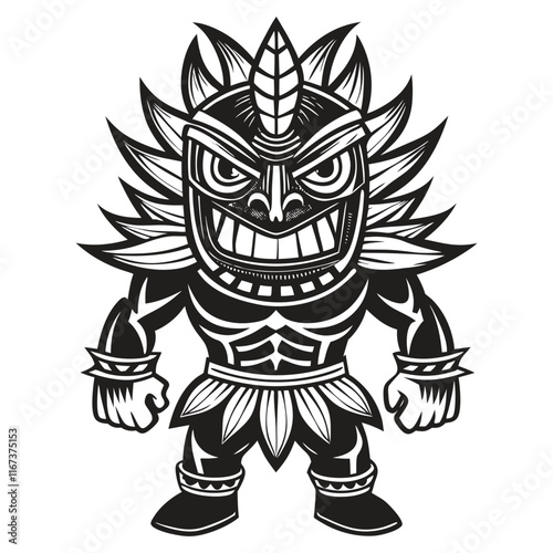 Retro TIKI Warrior Vector Illustration