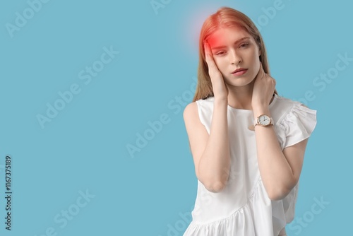 Young woman feeling pain in...
